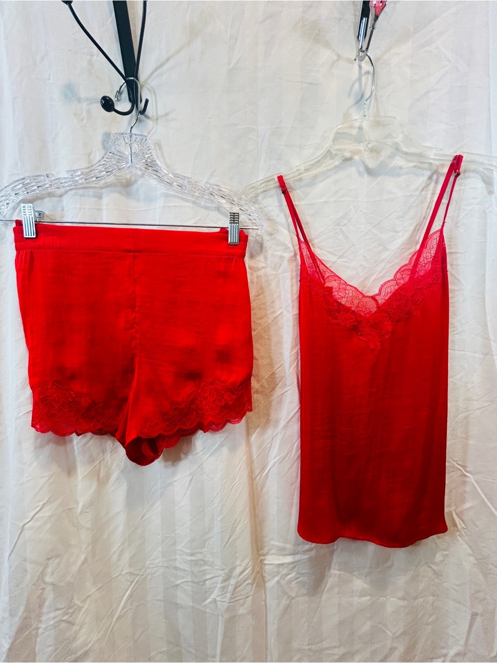 Soma Vibrant Red Lace-Trim Sleep Cami & Shorts Set